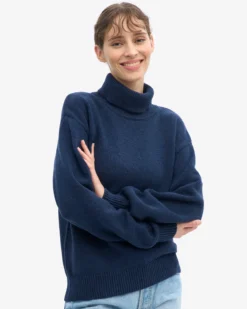 Merino Wool Turtleneck - Marine Blue