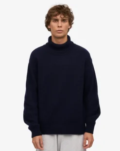 Merino Wool Turtleneck - Navy Blue