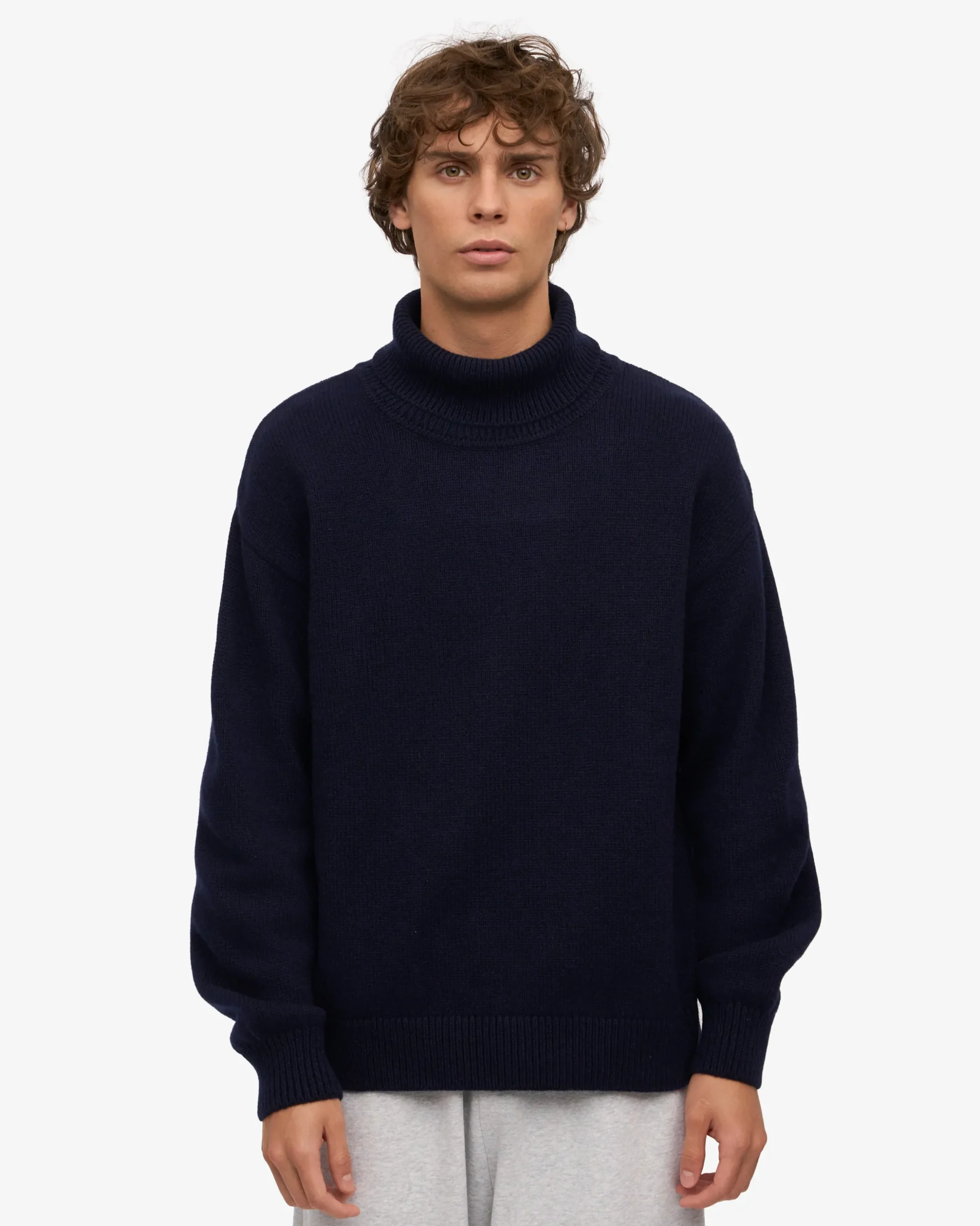 Merino Wool Turtleneck - Navy Blue