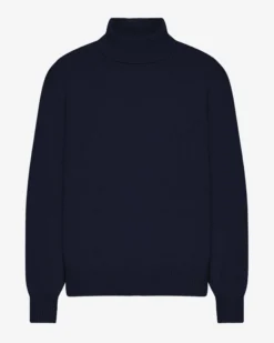 Merino Wool Turtleneck - Navy Blue
