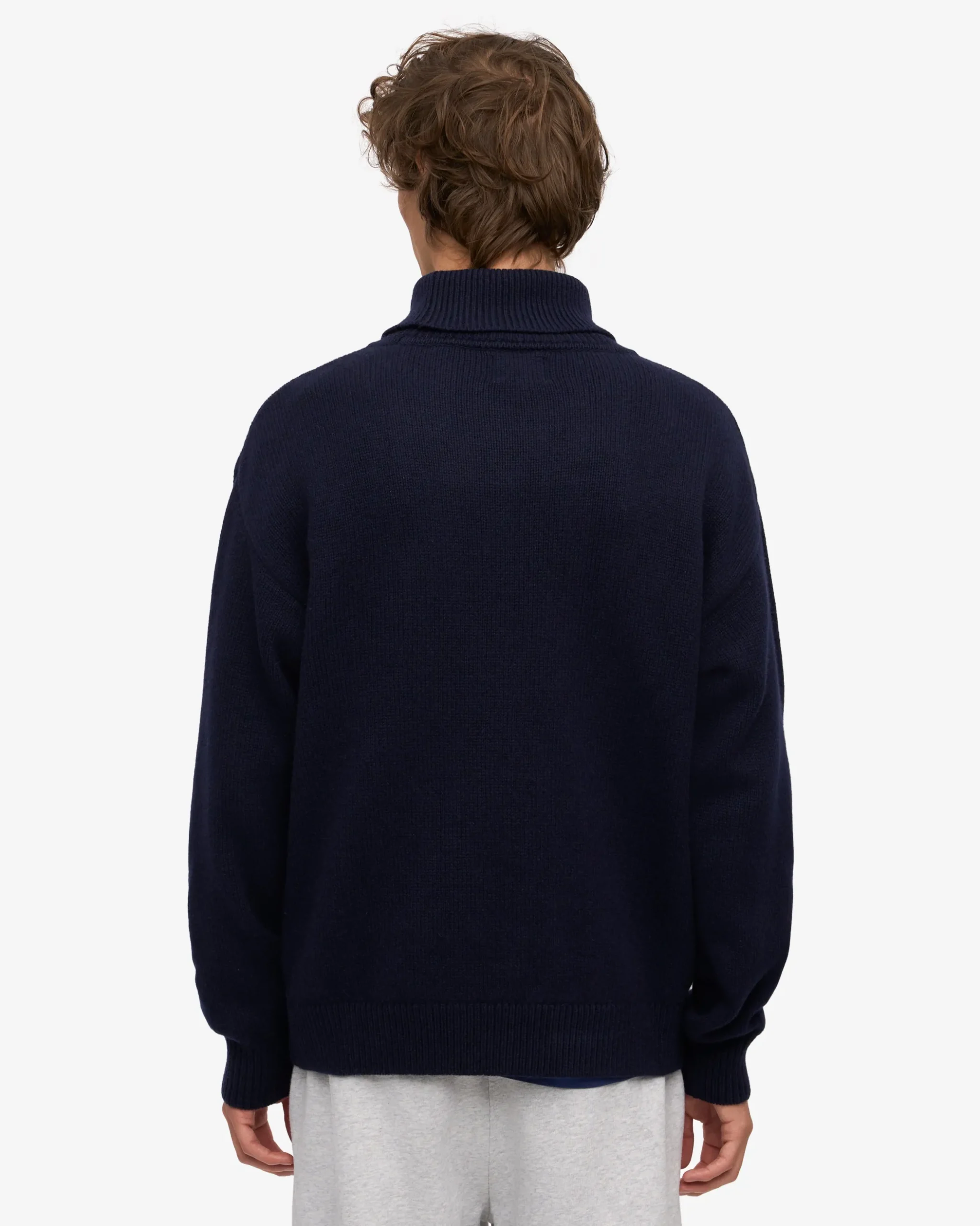 Merino Wool Turtleneck - Navy Blue