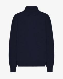 Merino Wool Turtleneck - Navy Blue