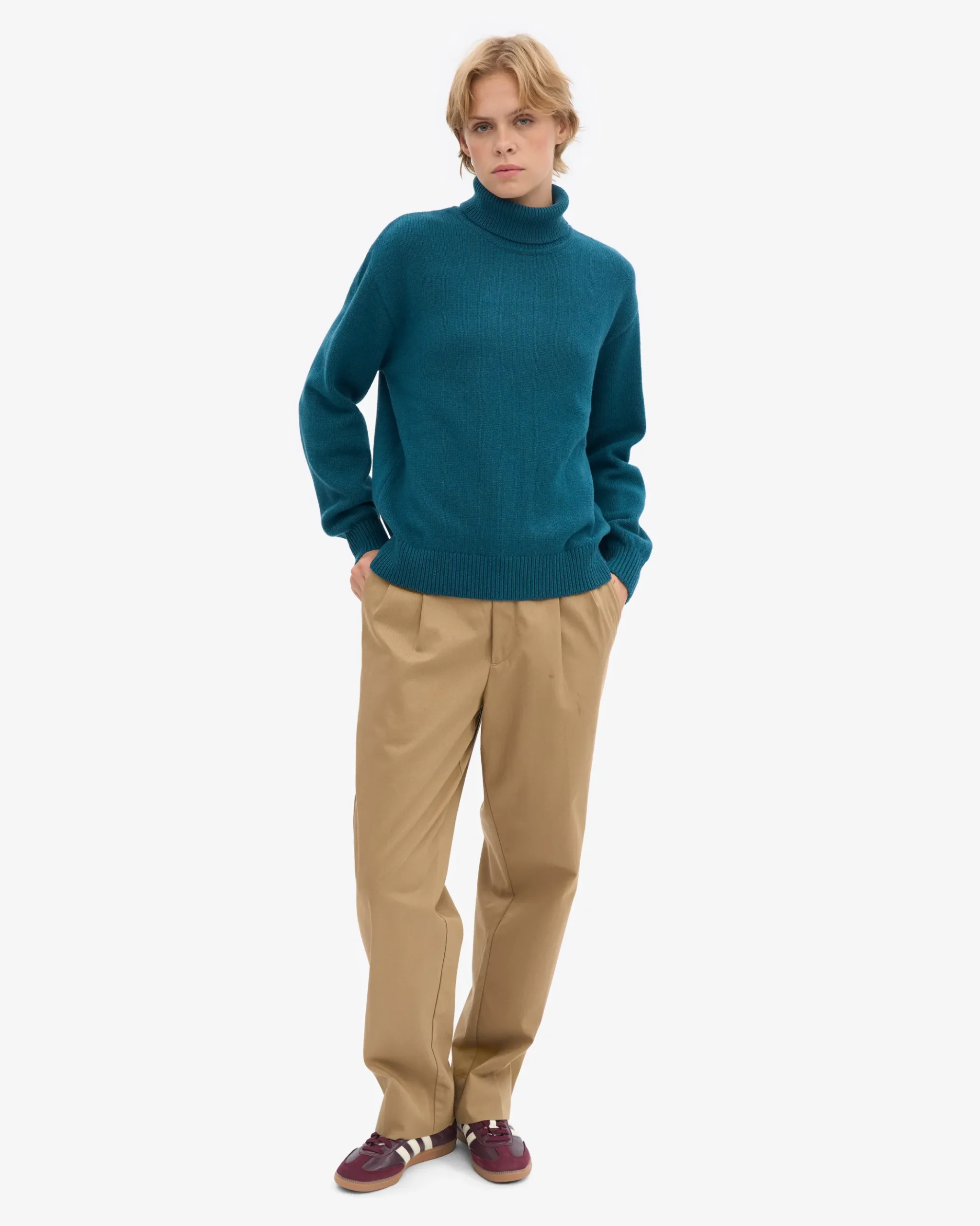 Merino Wool Turtleneck - Ocean Green