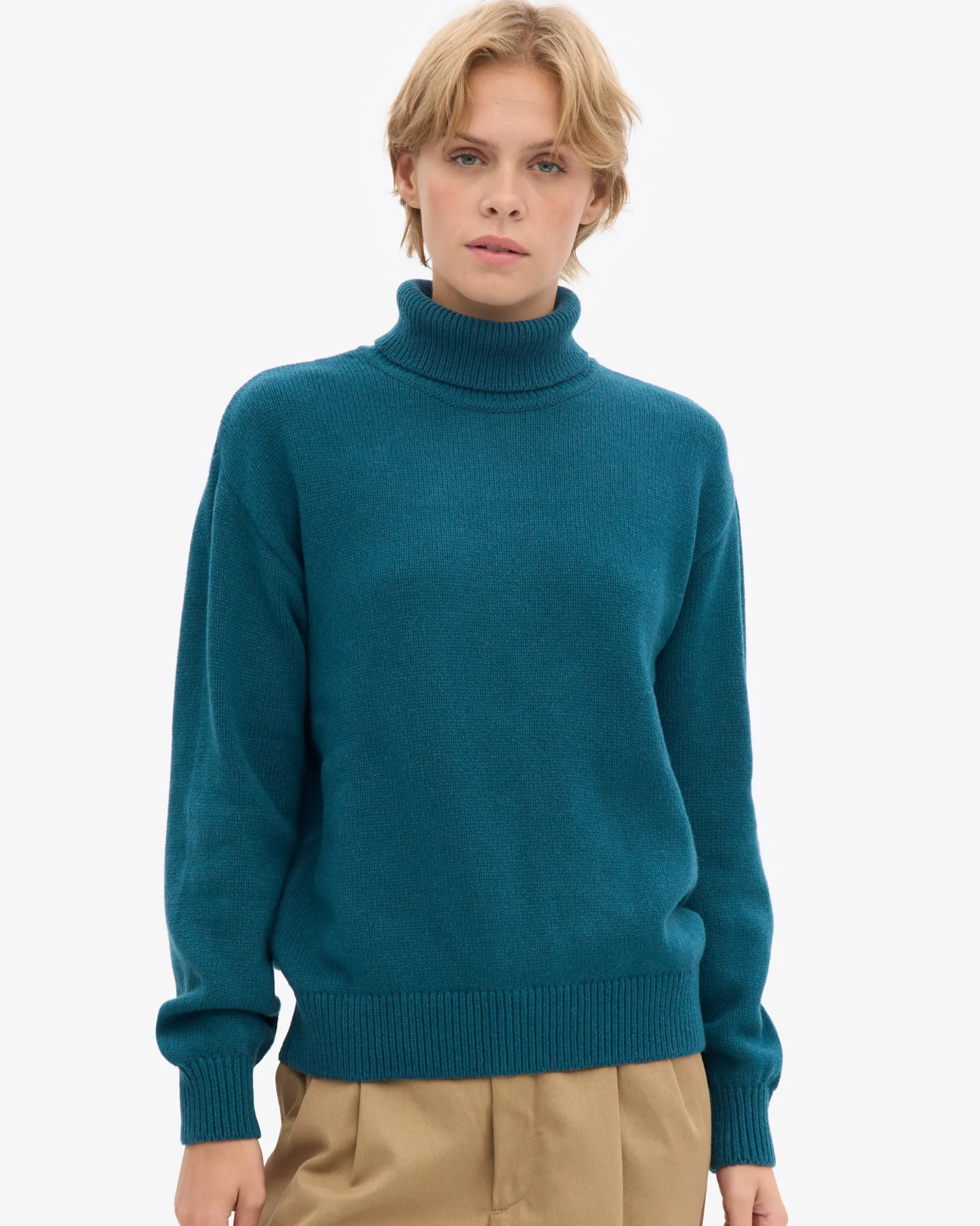 Merino Wool Turtleneck - Ocean Green