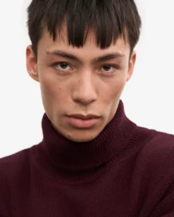 Merino Wool Turtleneck - Oxblood Red
