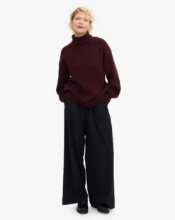 Merino Wool Turtleneck - Oxblood Red