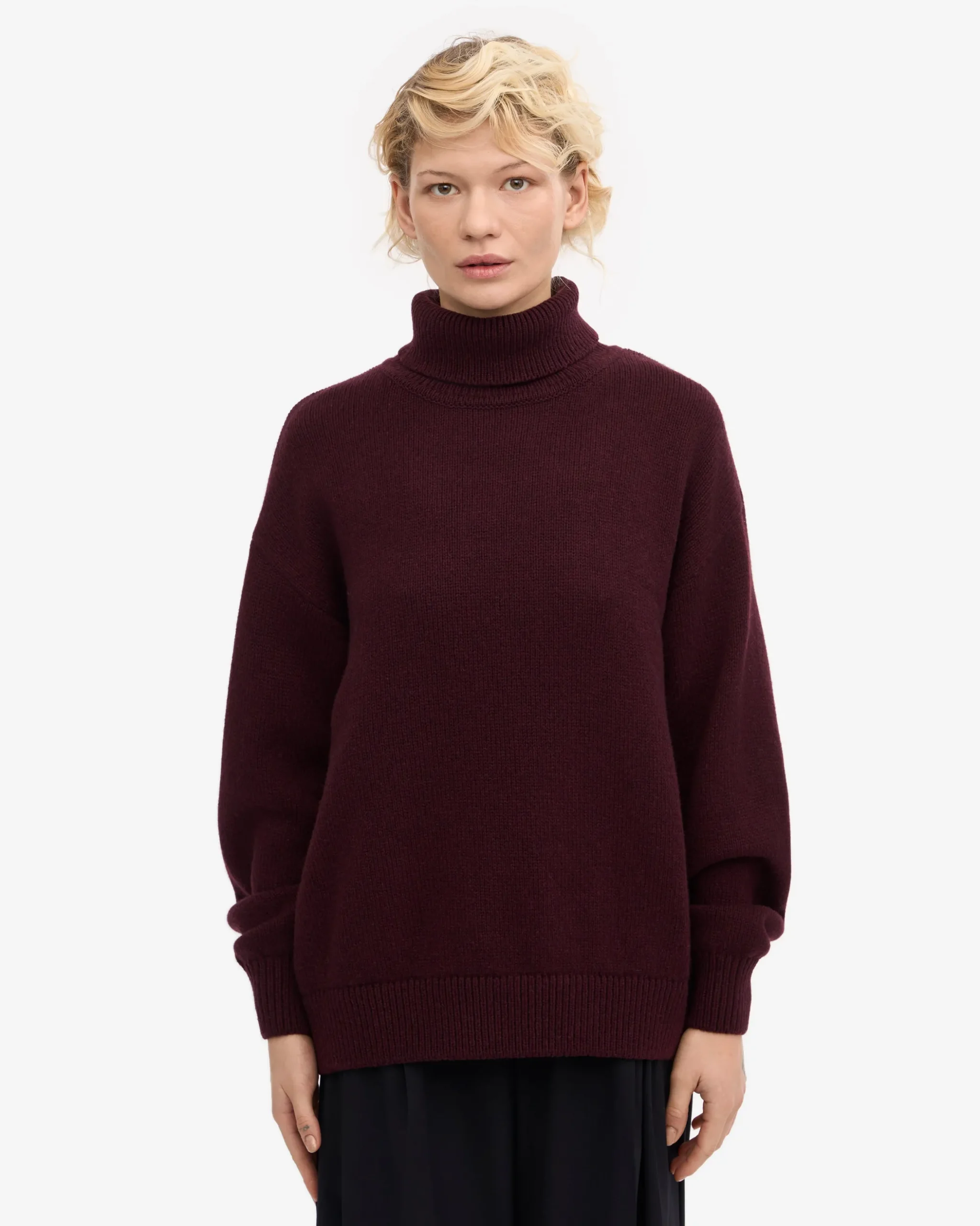 Merino Wool Turtleneck - Oxblood Red