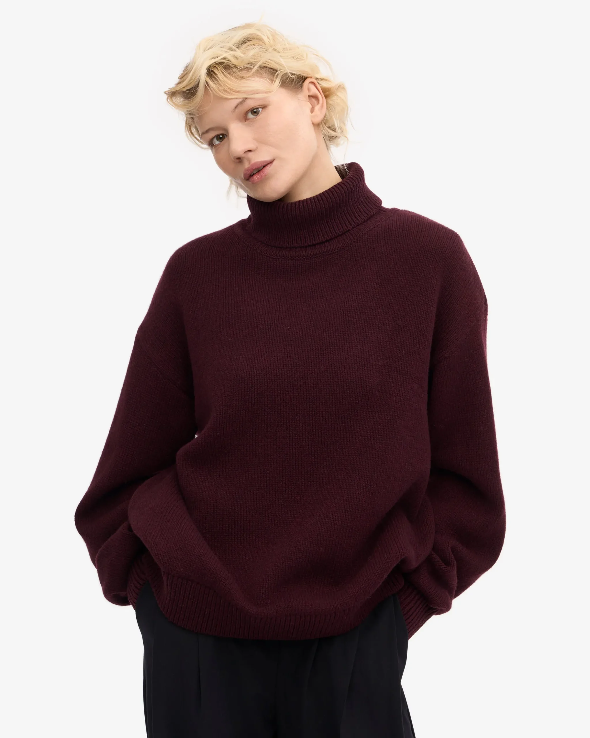 Merino Wool Turtleneck - Oxblood Red