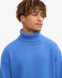 Merino Wool Turtleneck - Pacific Blue