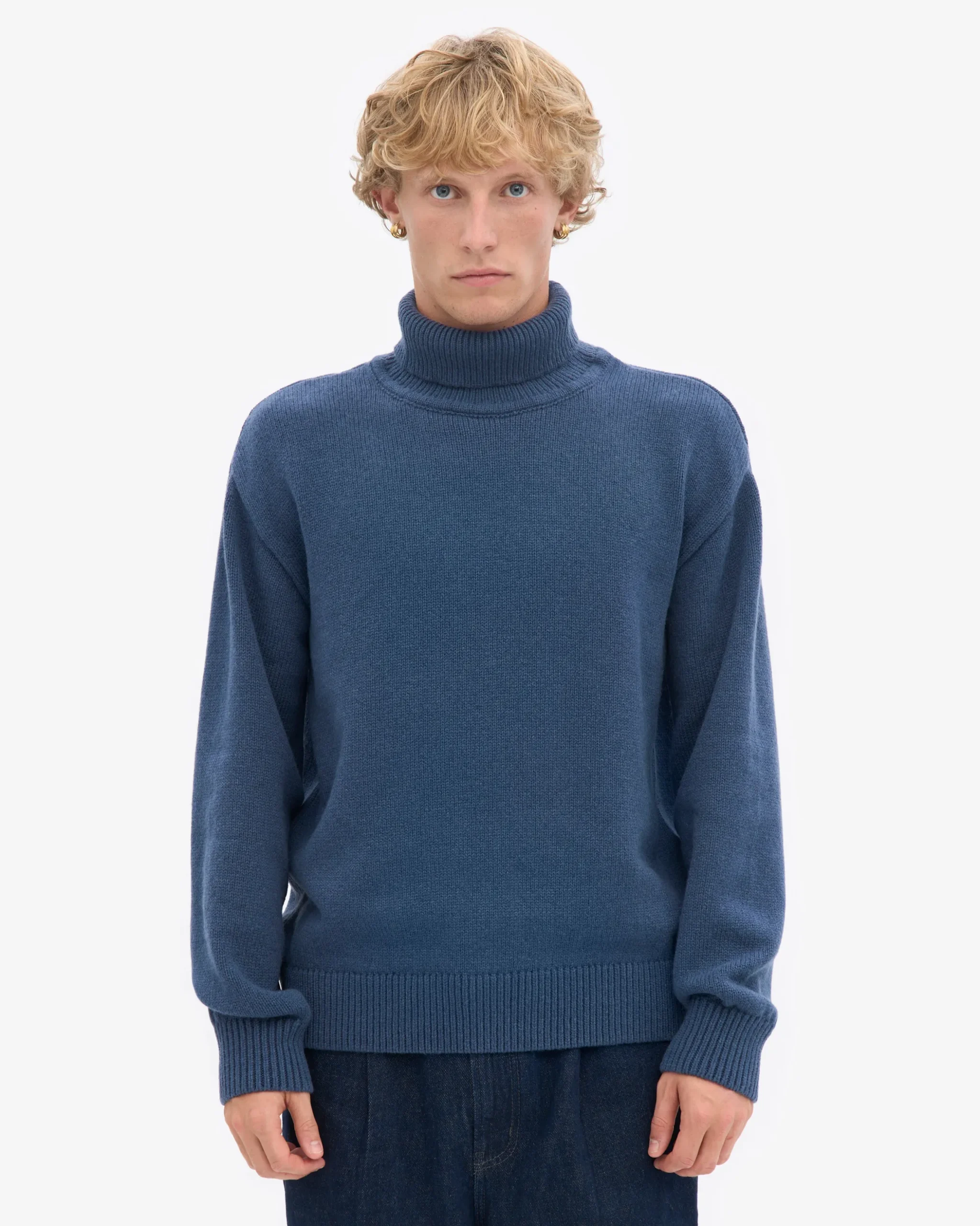 Merino Wool Turtleneck - Petrol Blue