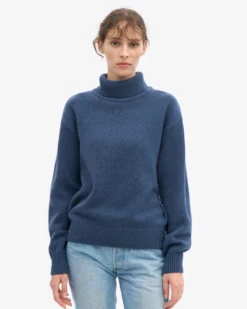 Merino Wool Turtleneck - Petrol Blue