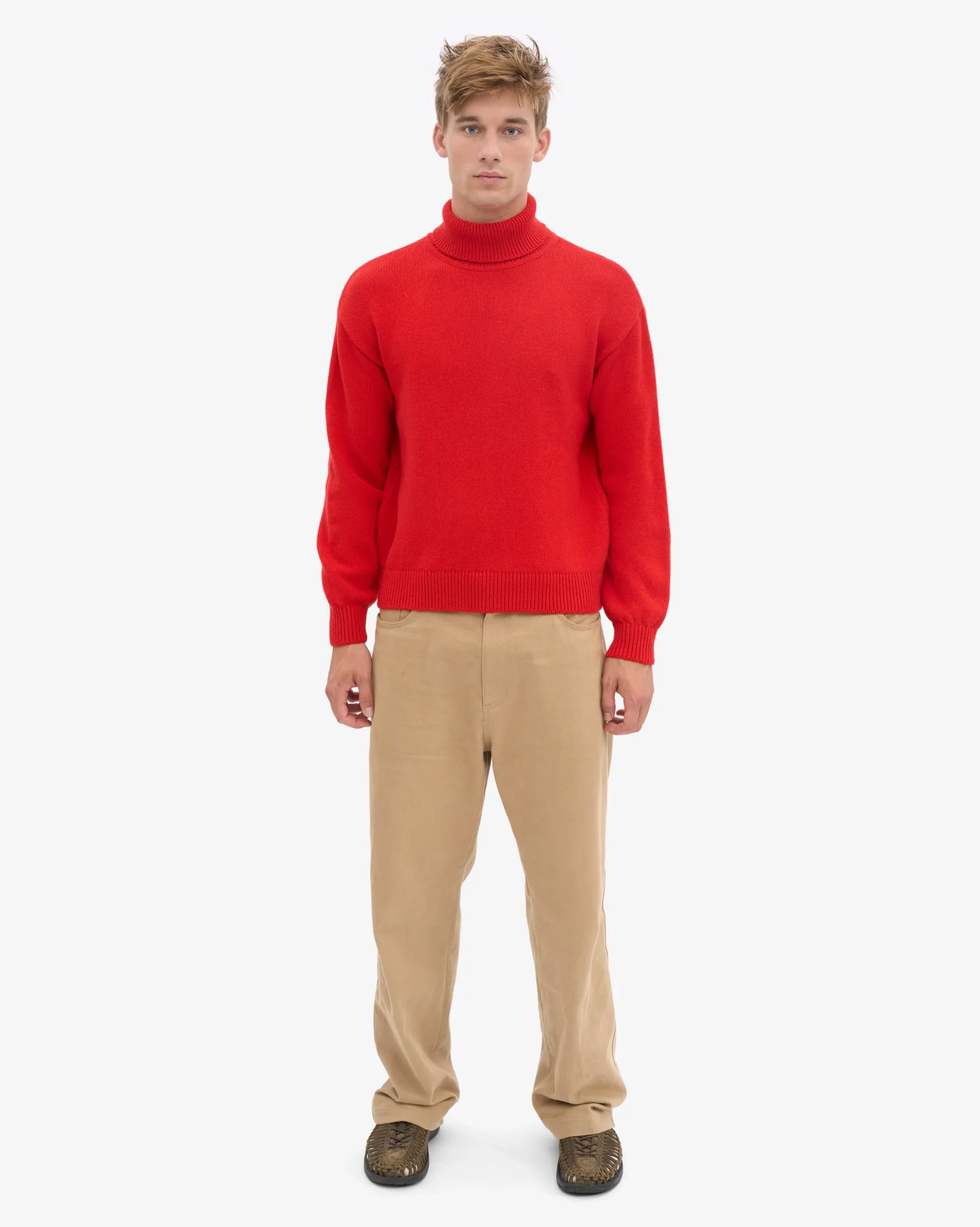 Merino Wool Turtleneck - Red Tangerine