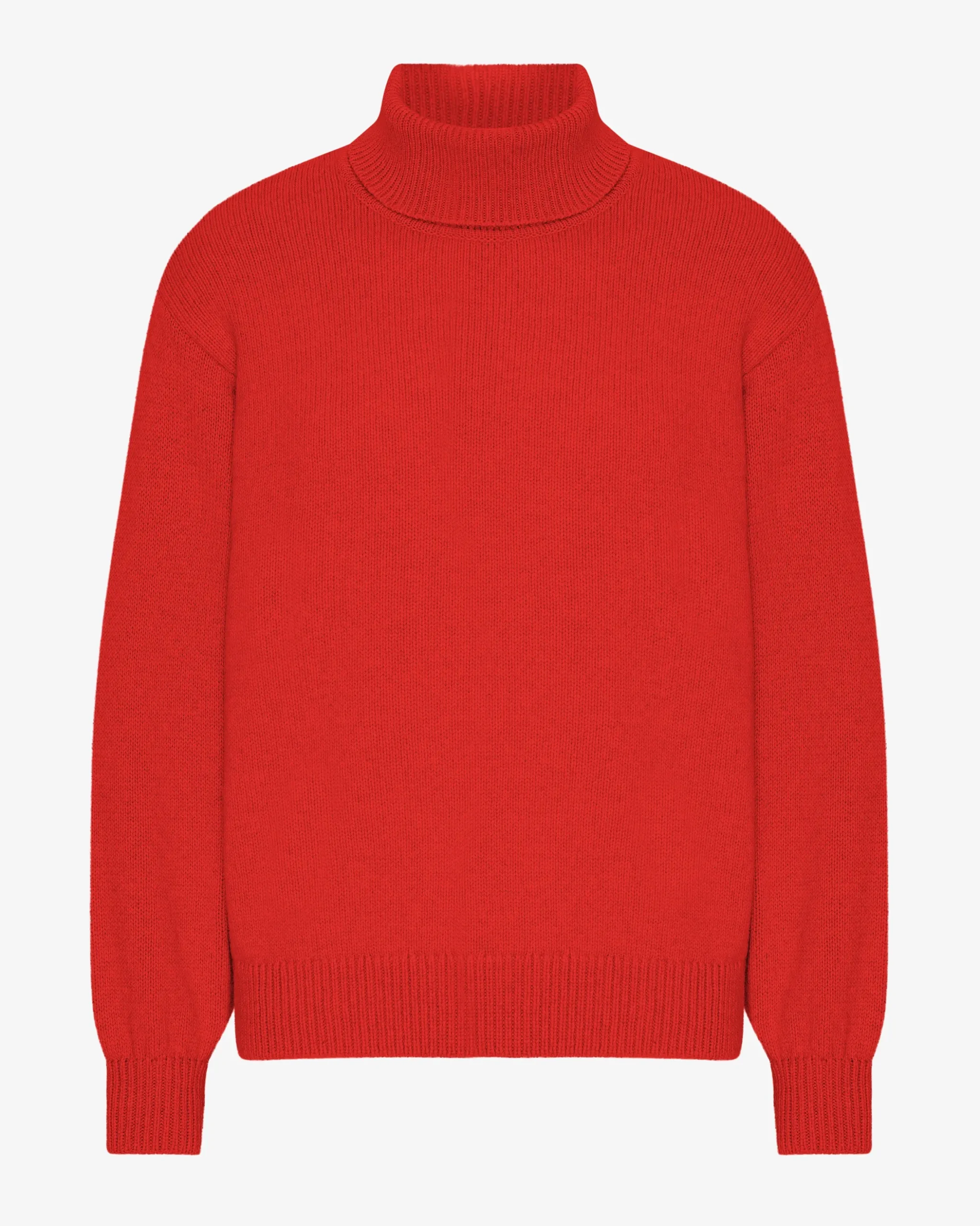 Merino Wool Turtleneck - Red Tangerine