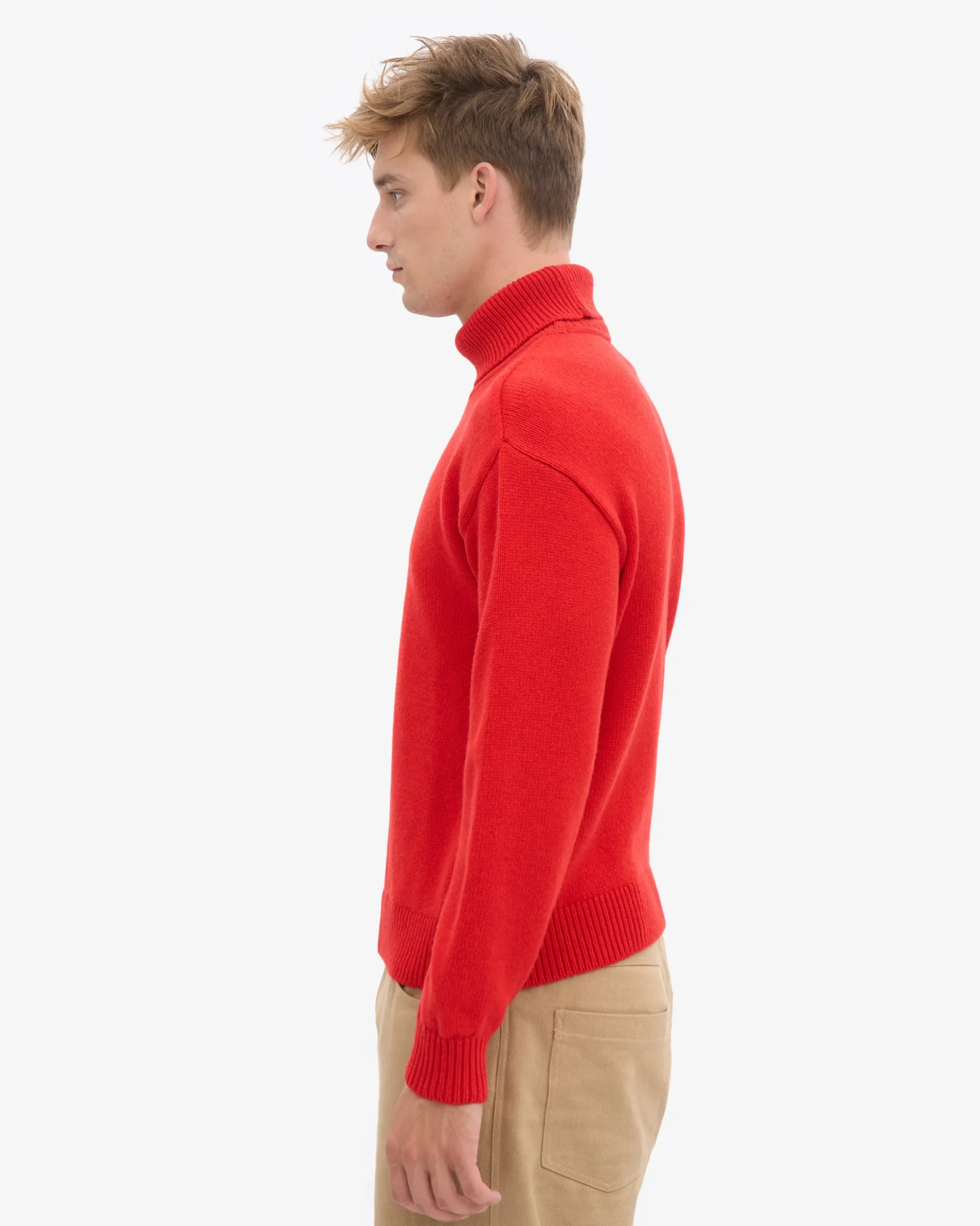 Merino Wool Turtleneck - Red Tangerine