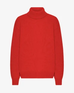 Merino Wool Turtleneck - Red Tangerine