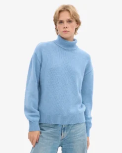 Merino Wool Turtleneck - Seaside Blue