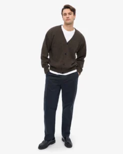 Merino Wool V-Neck Cardigan - Coffee Brown