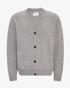Merino Wool V-Neck Cardigan - Heather Grey