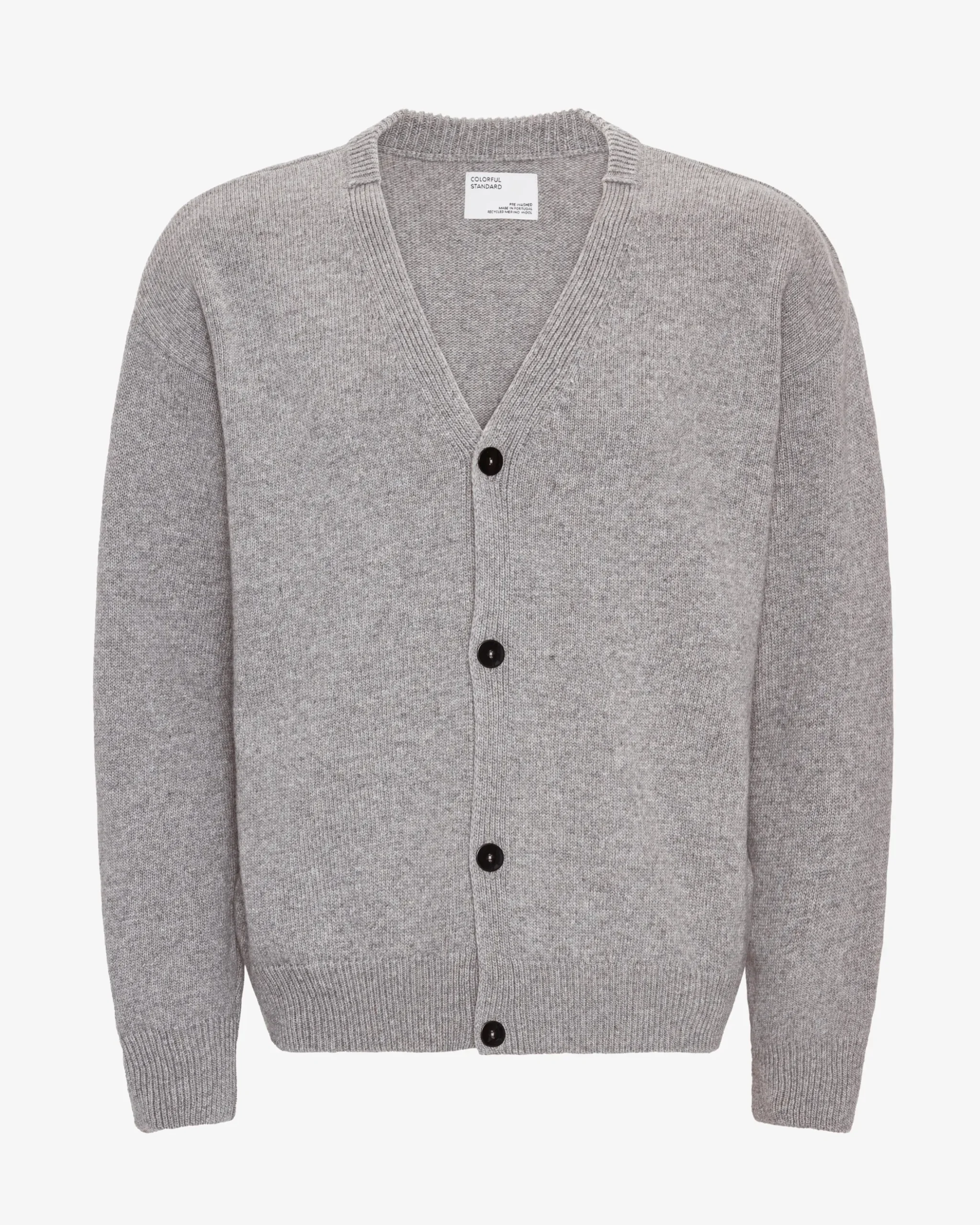 Merino Wool V-Neck Cardigan - Heather Grey