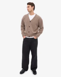 Merino Wool V-Neck Cardigan - Warm Taupe