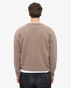 Merino Wool V-Neck Cardigan - Warm Taupe