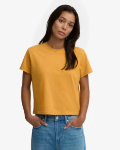 Organic Boxy Crop Tee - Burned Yellow