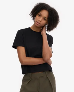 Organic Boxy Crop Tee - Deep Black (3-Pack)