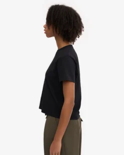 Organic Boxy Crop Tee - Deep Black