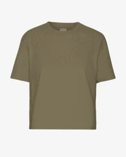 Organic Boxy Crop Tee - Dusty Olive
