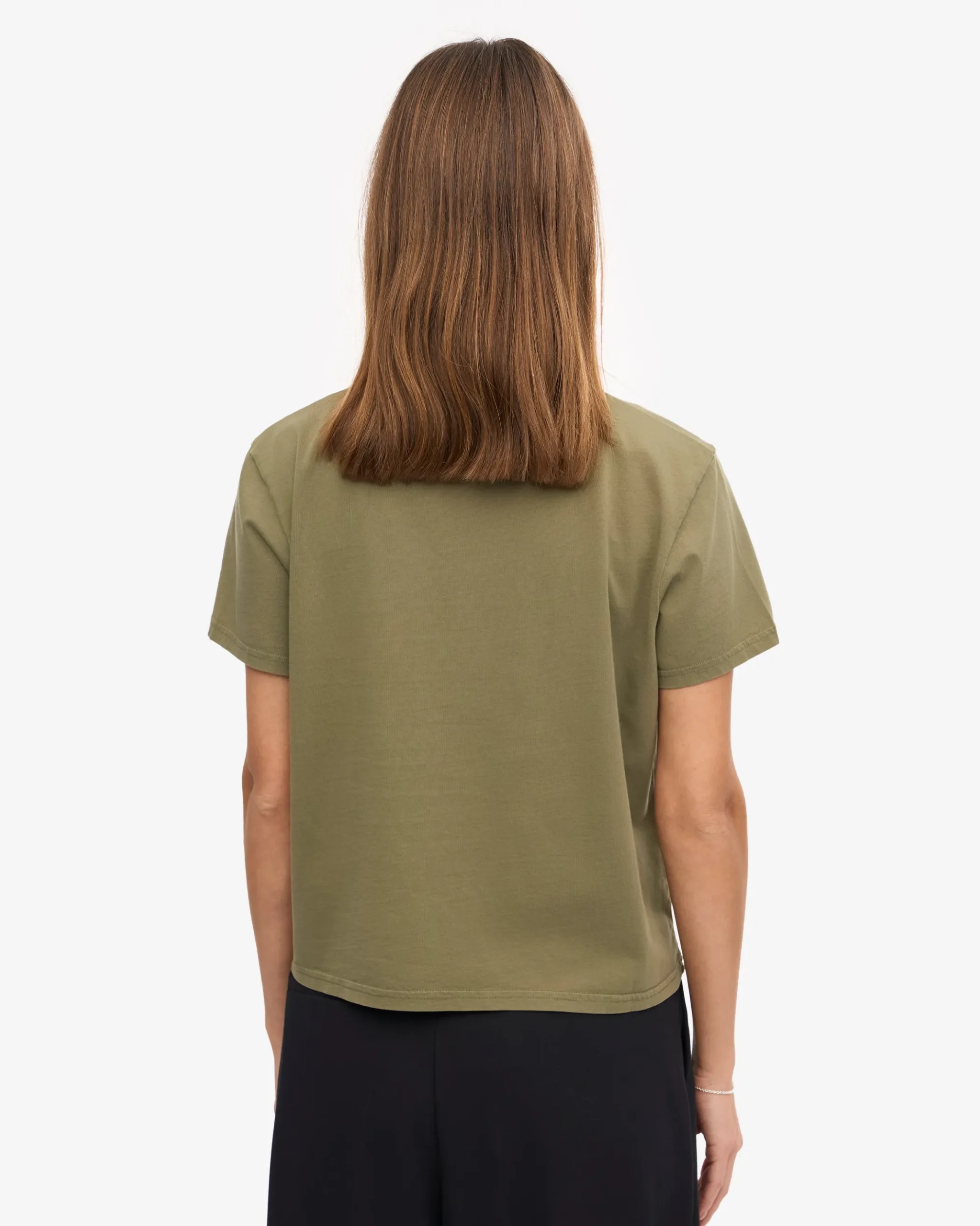 Organic Boxy Crop Tee - Dusty Olive