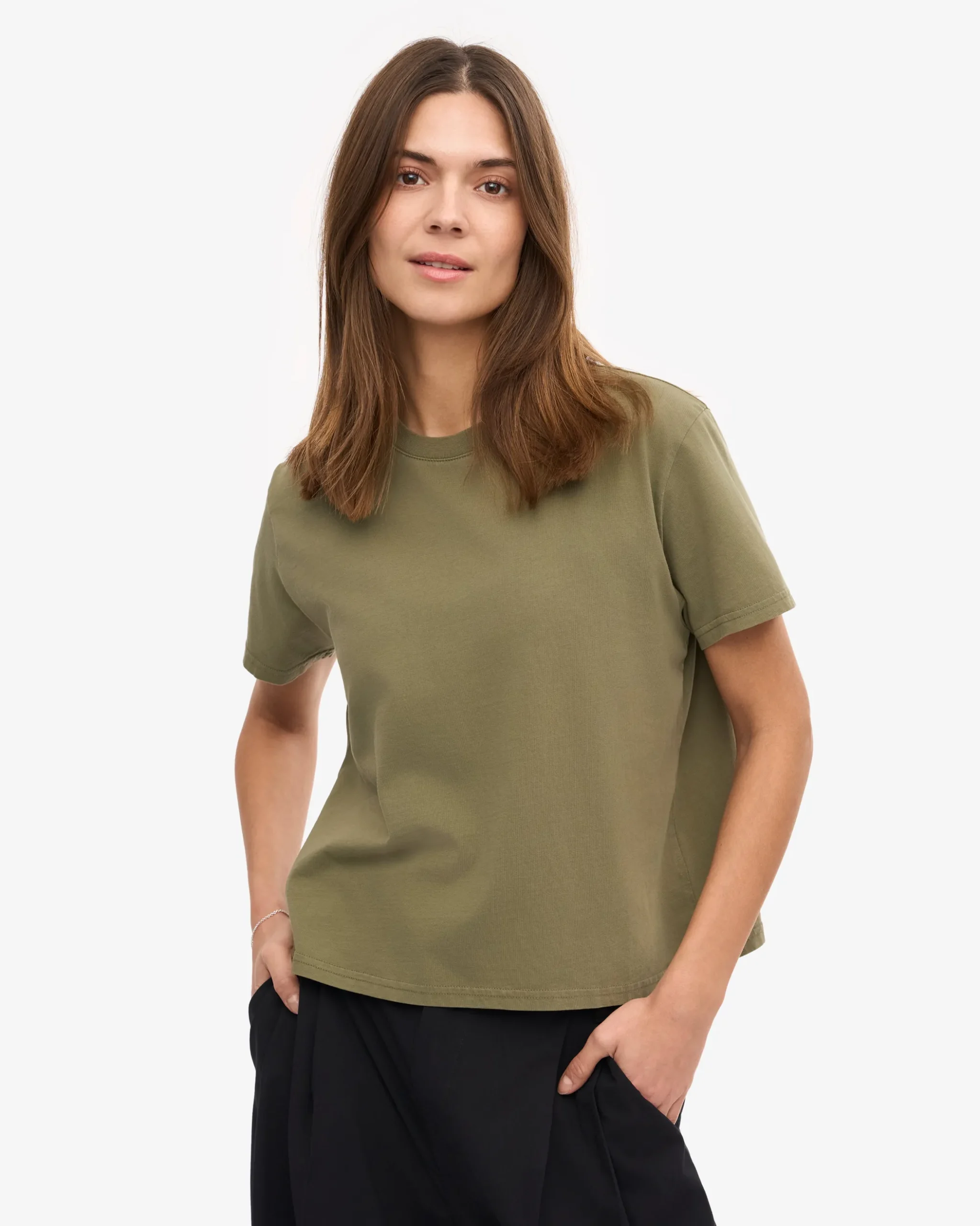 Organic Boxy Crop Tee - Dusty Olive
