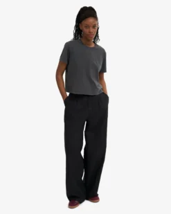 Organic Boxy Crop Tee - Faded Black