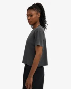 Organic Boxy Crop Tee - Faded Black