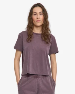 Organic Boxy Crop Tee - Faded Grape