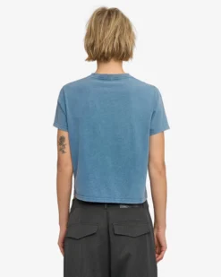 Organic Boxy Crop Tee - Faded Indigo
