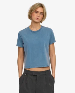 Organic Boxy Crop Tee - Faded Indigo