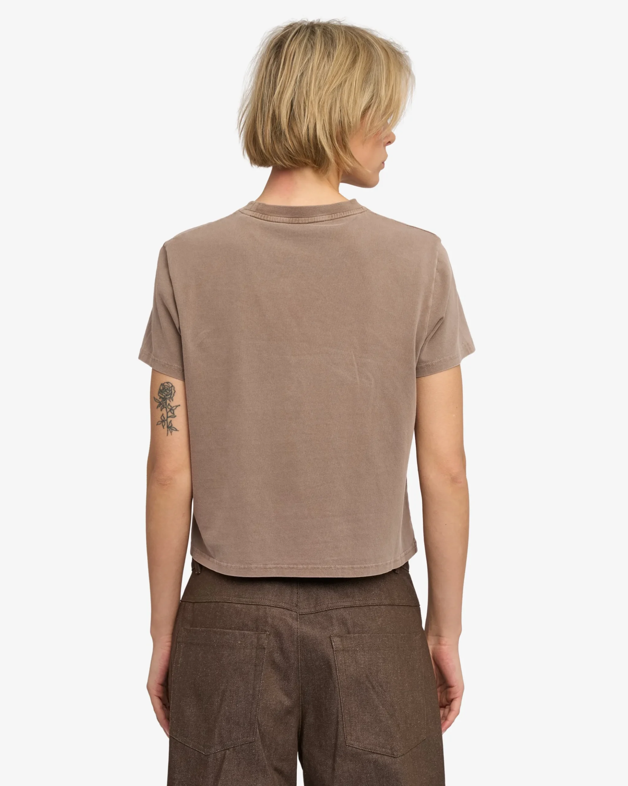 Organic Boxy Crop Tee - Faded Khaki