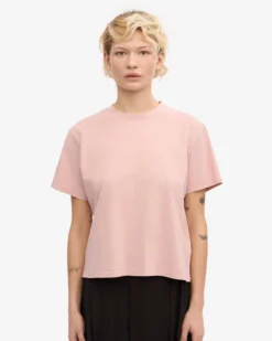 Organic Boxy Crop Tee - Faded Pink