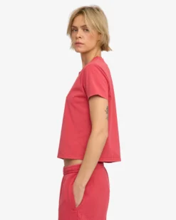 Organic Boxy Crop Tee - Faded Red