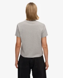 Organic Boxy Crop Tee - Heather Grey