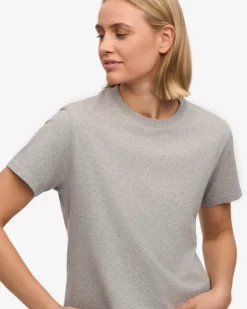 Organic Boxy Crop Tee - Heather Grey