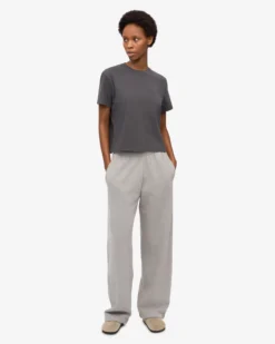 Organic Boxy Crop Tee - Lava Grey
