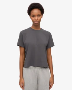 Organic Boxy Crop Tee - Lava Grey