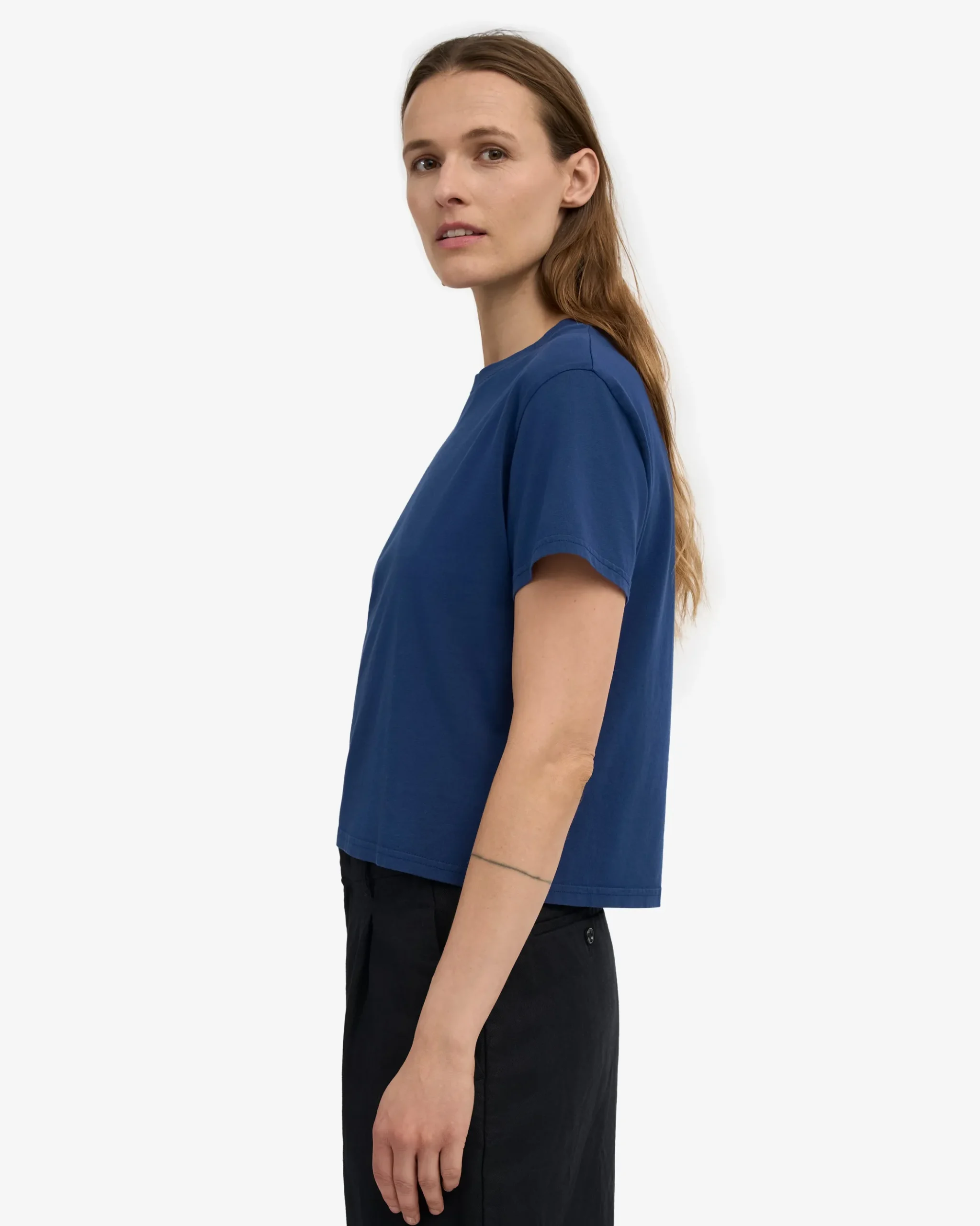 Organic Boxy Crop Tee - Marine Blue (3-Pack)