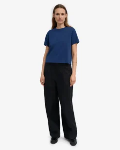 Organic Boxy Crop Tee - Marine Blue