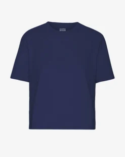 Organic Boxy Crop Tee - Marine Blue