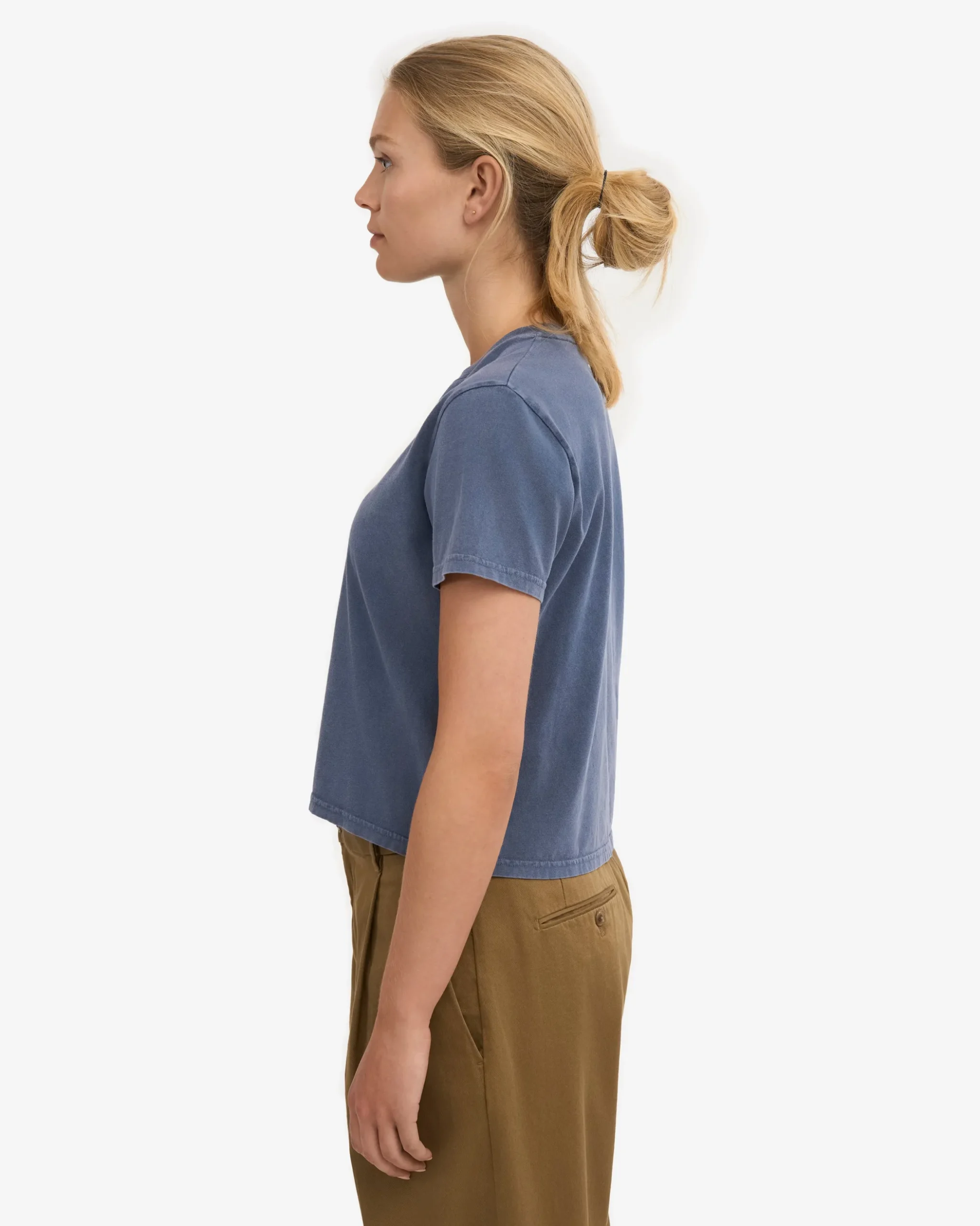 Organic Boxy Crop Tee - Neptune Blue