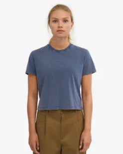 Organic Boxy Crop Tee - Neptune Blue