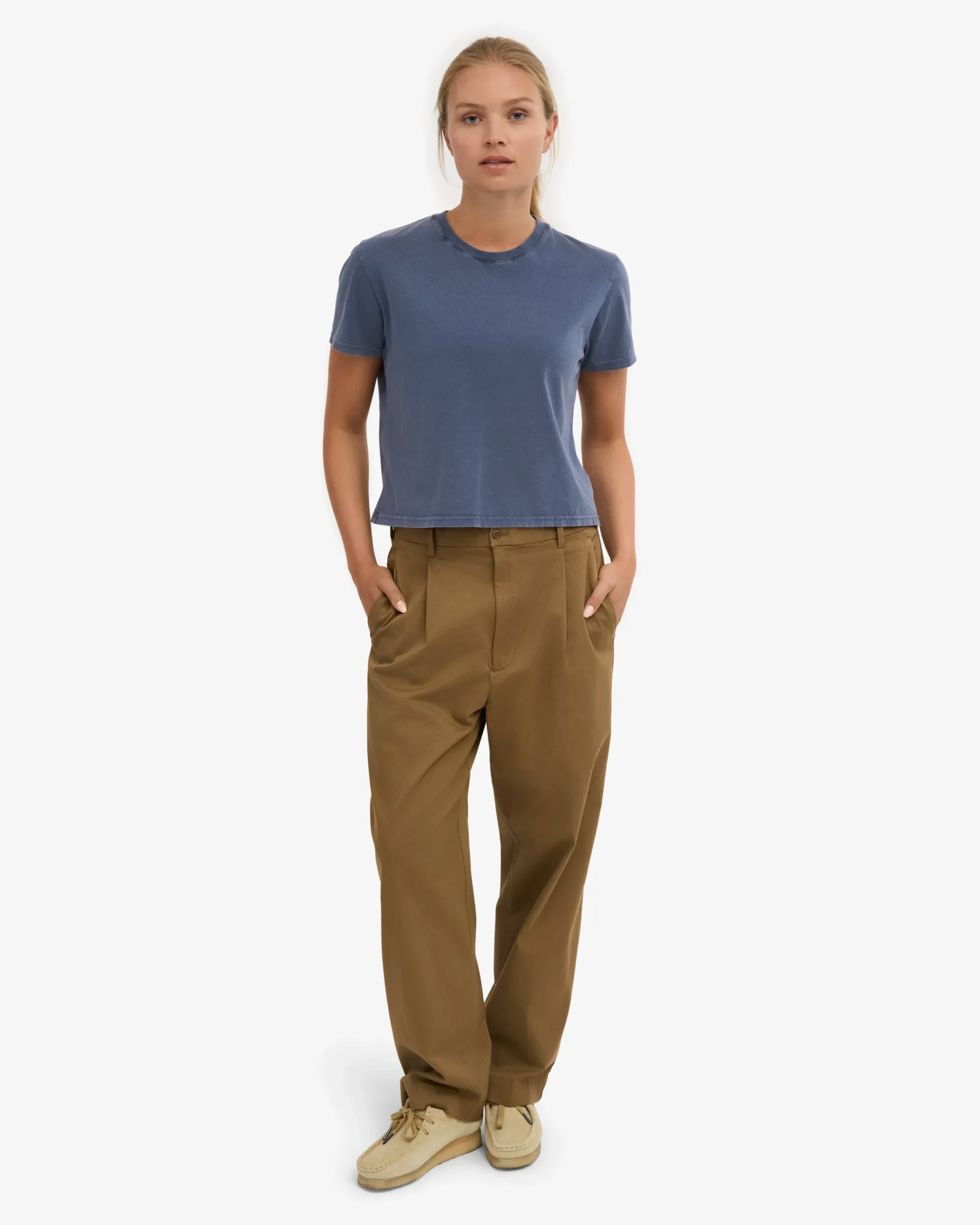 Organic Boxy Crop Tee - Neptune Blue
