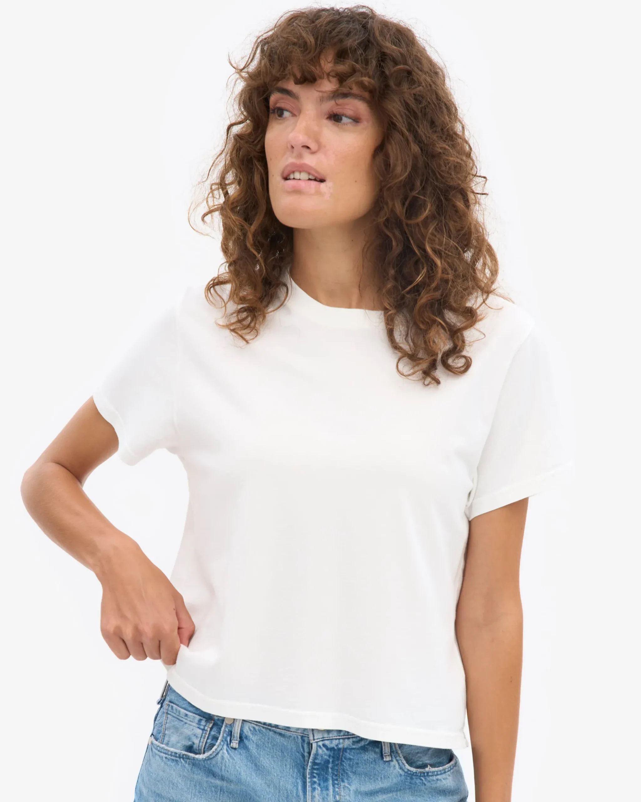 Organic Boxy Crop Tee - Optical White